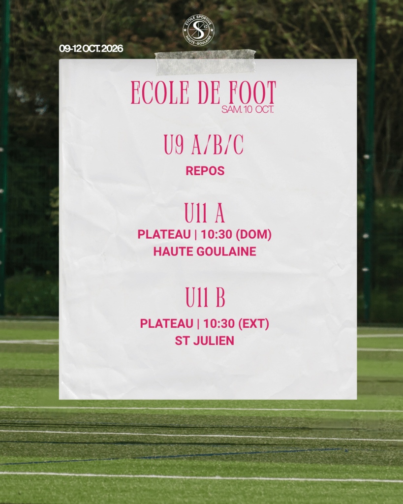 programme eshg ecole de foot 10 octobre 2026